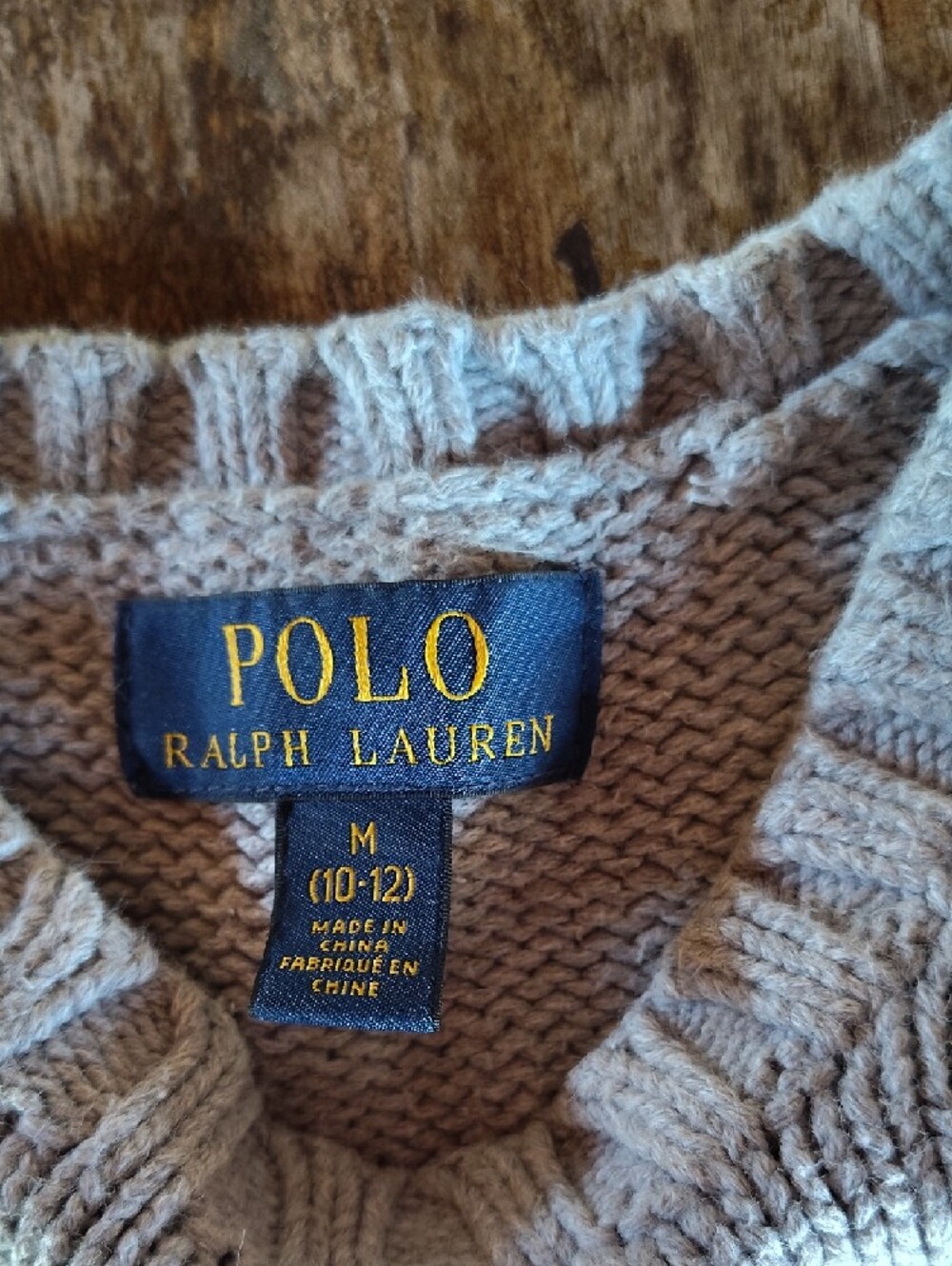 Polo by Ralph Lauren Beige Knit Sweater with Navy Label - Picture 2 of 3